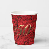 Rode rozen van de 50e bruiloft-Jubileum-partij Papieren Bekers (Voorkant)