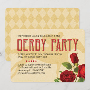 Rode rozen van de Derby-partij en paardenras Kaart