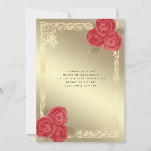  rode rozen van het lijst Quinceañera Kaart (Achterkant)