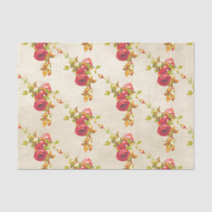  rode rozen van het Patroon op verouderd perkament Tissuepapier