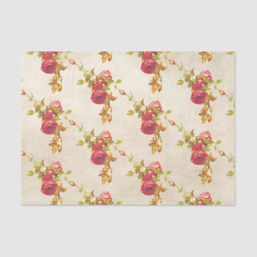  rode rozen van het Patroon op verouderd perkament Tissuepapier (Voorkant)