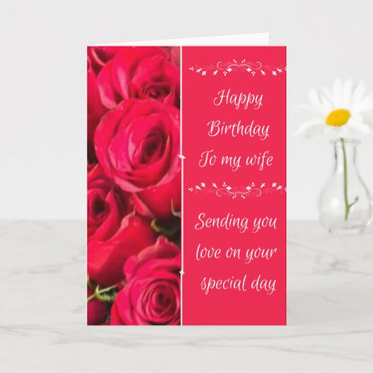 Rode Rozen Verjaardag Kaart (Kleine Plant)