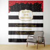 Rode Rozen Verjaardagsfeest Tapijt Achtergrond Ban Wandkleed (In situ)