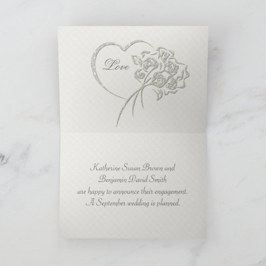 Rode rozen Verlovingsaankondigingskaart Aankondiging (Binnen)