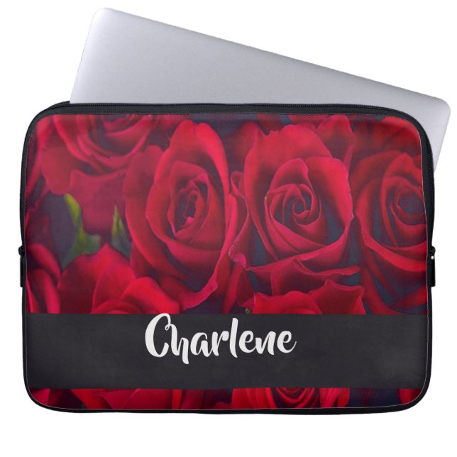 rode rozen, vers laptop sleeve (Voorkant)