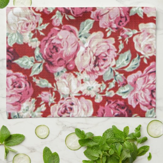  rode rozen, Victoriaans, bloemig, romantisch, mei Theedoek (Gevouwen)