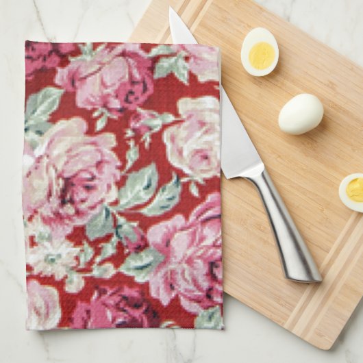  rode rozen, Victoriaans, bloemig, romantisch, mei Theedoek (Quarter Fold)