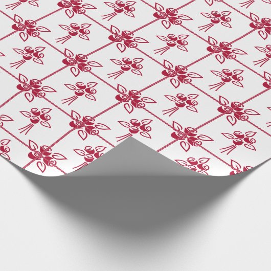 Rode Rozen Vierkant Motief Verpakking Papier (Hoek)