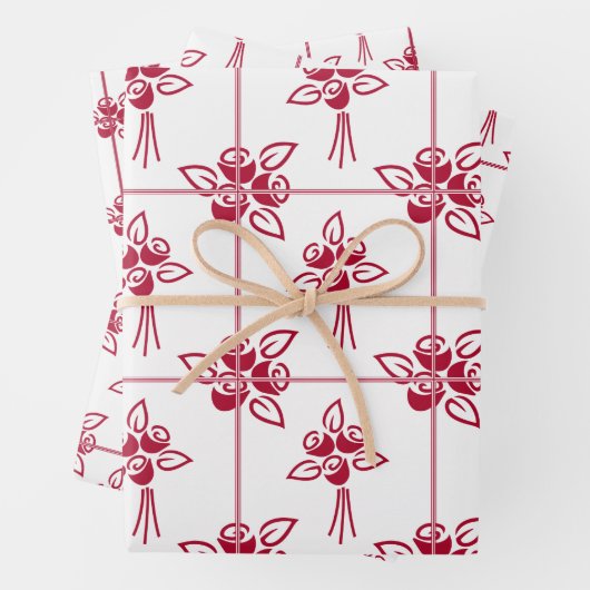 Rode Rozen Vierkant Motief Verpakking Papier Blad Inpakpapier Vel (In situ)