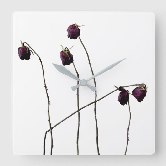 Rode Rozen Vierkante Klok (Voorkant)