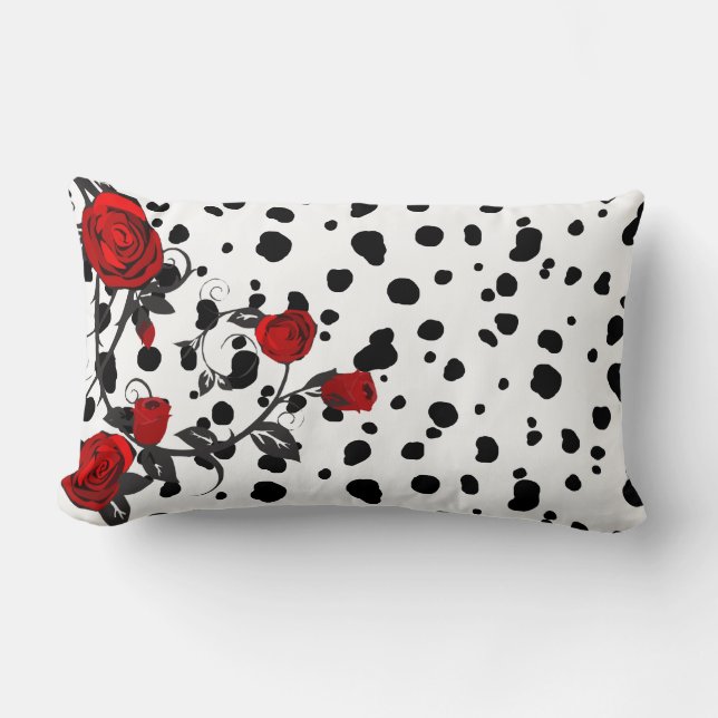 Rode rozen Vine Dalmatische Print Kussen (Voorkant)