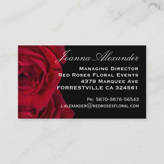 Rode rozen visitekaartje (Voorkant)