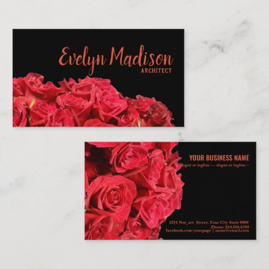 Rode rozen visitekaartje (Voorkant / Achterkant)