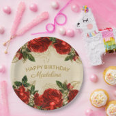 rode rozen Vlaanderen Papieren Bordje (Feest)