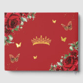 Rode Rozen Vlinder Quinceanera Sweet 16 Verjaardag Gastenboek (Achterkant)