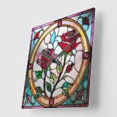 Rode rozen Wandklok, 27,3 cm Vierkant Acryl Vierkante Klok (Hoek)