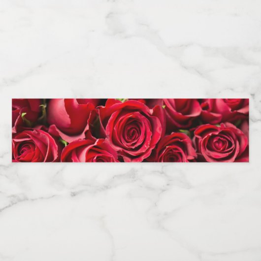 Rode rozen waterfles etiket (Enkel label)