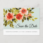 Rode rozen Waterverf Botanisch sparen de datum Aankondigingskaart (Voorkant)