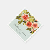 Rode Rozen Waterverf Mint Groene Bruiloft Servet (Hoek)