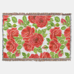 Rode rozen waterverf naadloos patroon deken