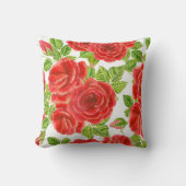 Rode rozen waterverf naadloos patroon kussen (Voorkant)