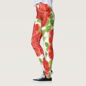 Rode rozen waterverf naadloos patroon leggings (Links)