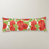 Rode rozen waterverf naadloos patroon lichaamskussen (Achterkant)