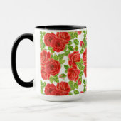 Rode rozen waterverf naadloos patroon mok (Links)