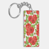 Rode rozen waterverf naadloos patroon sleutelhanger (Voorkant Links)
