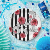 rode rozen, waterverf rozen papieren bordje (Feest)