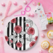 rode rozen, waterverf rozen papieren bordje (Feest)