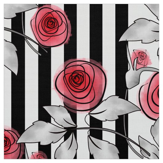 rode rozen, waterverf rozen stof (Swatch)