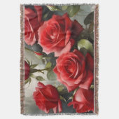  rode rozen waterverf schilderij deken (Voorkant Verticaal)