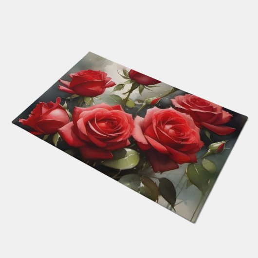  rode rozen waterverf schilderij deurmat (Schuin)