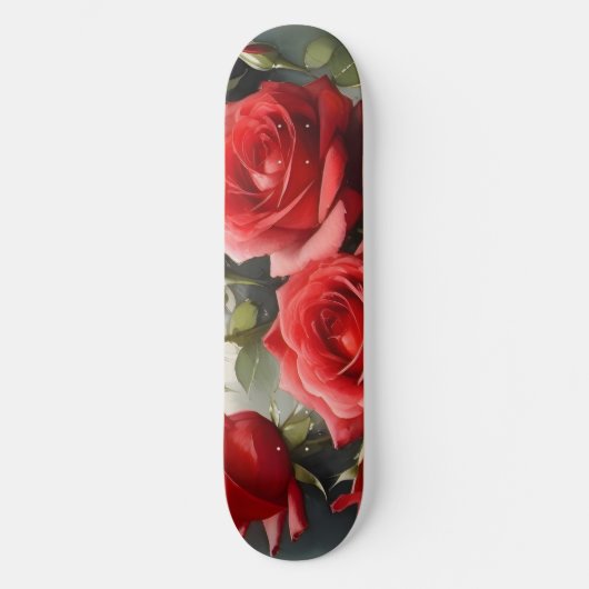  rode rozen waterverf schilderij persoonlijk skateboard (Voorkant)