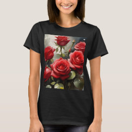  rode rozen waterverf schilderij t-shirt
