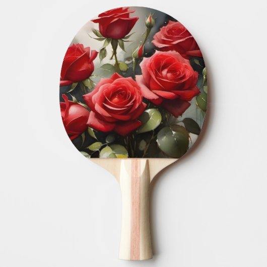  rode rozen waterverf schilderij tafeltennisbatje (Voorkant)