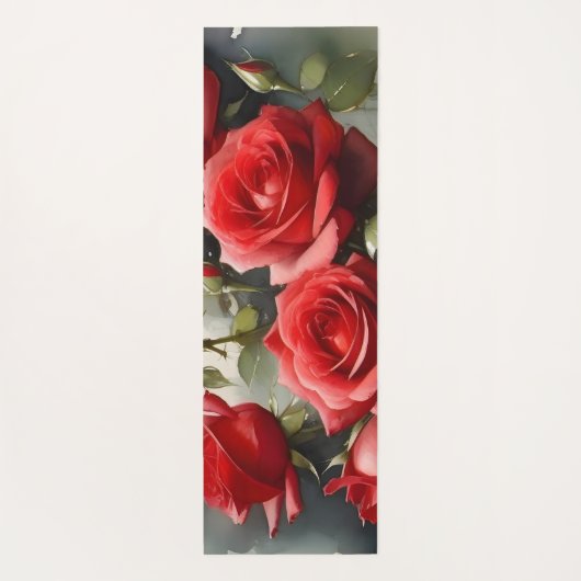  rode rozen waterverf schilderij yogamat (Achterkant)