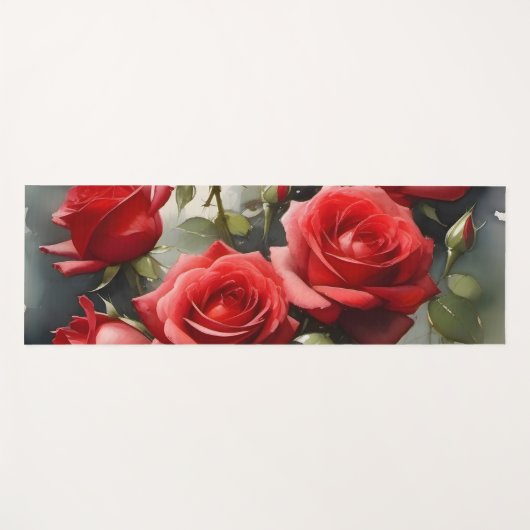  rode rozen waterverf schilderij yogamat (Voorkant (horizontaal))