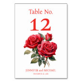Rode Rozen Waterverf Trouwtafel Nummer Kaart (Achterkant)