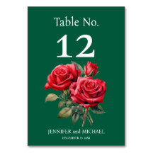 Rode Rozen Waterverf Trouwtafel Nummer