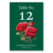 Rode Rozen Waterverf Trouwtafel Nummer Kaart (Achterkant)