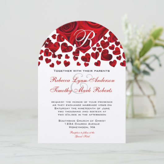 Rode Rozen Weddenschap Kaart (Staand voorkant)