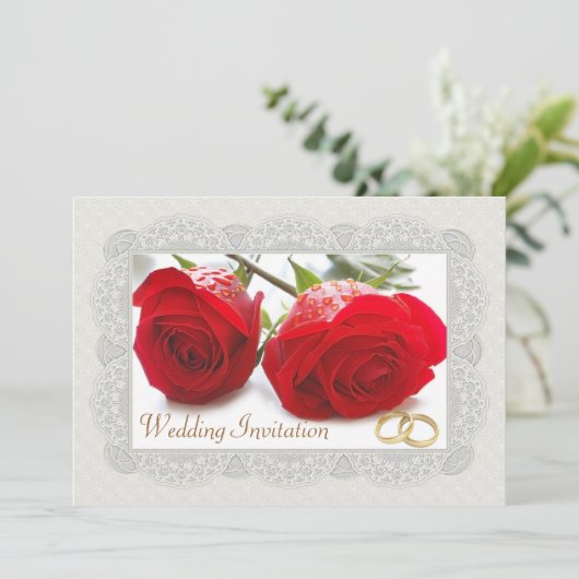 Rode rozen Weddenschap Kaart (Staand voorkant)