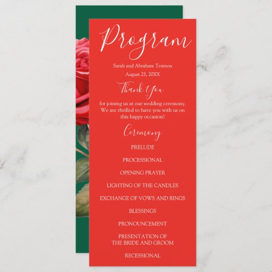 Rode Rozen Wedding Programma's (Voorkant / Achterkant)