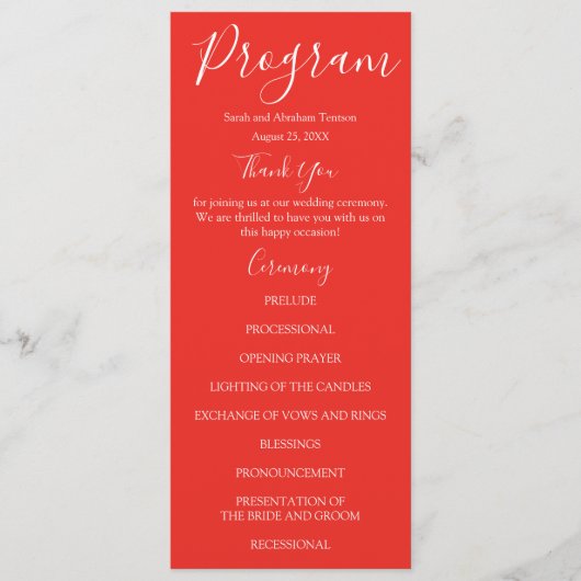 Rode Rozen Wedding Programma's (Voorkant)