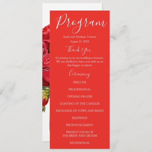 Rode Rozen Wedding Programma's (Voorkant / Achterkant)