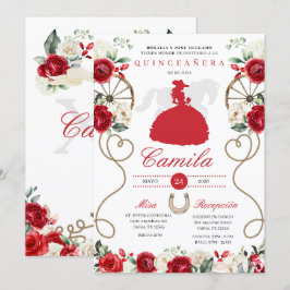 Rode rozen Western Mariachi Charro Quinceañera Kaart