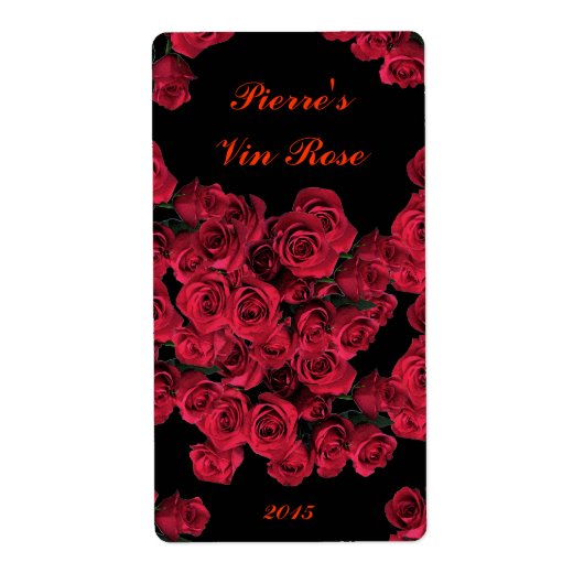 Rode rozen wijn label (Voorkant)