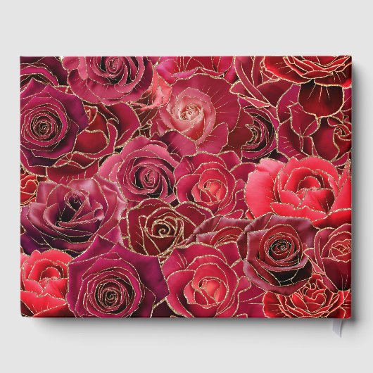 Rode rozen, wit, Quinceañera Libro de Firmas Gastenboek (Achterkant)